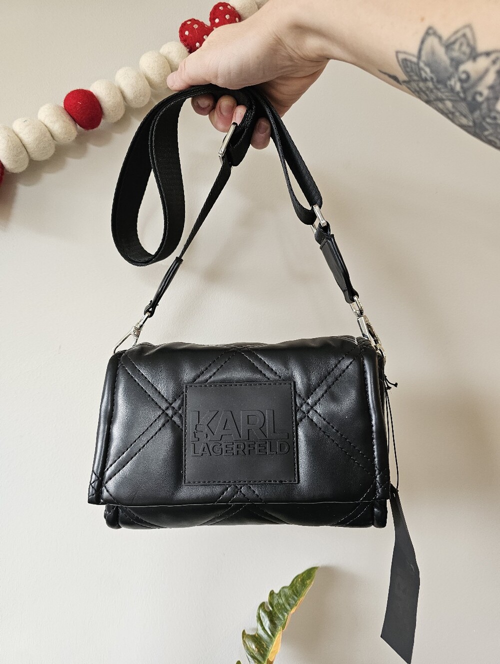 NWT Karl Lagerfeld Paris Voyage Quilted Faux Leather Flap Crossbody Bag